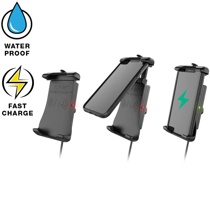 SOPORTE DE CARGA INALAMBRICO RESISTENTE AL AGUA QUICK-GRIP CON CARGADOR  RAM MOUNT 
  